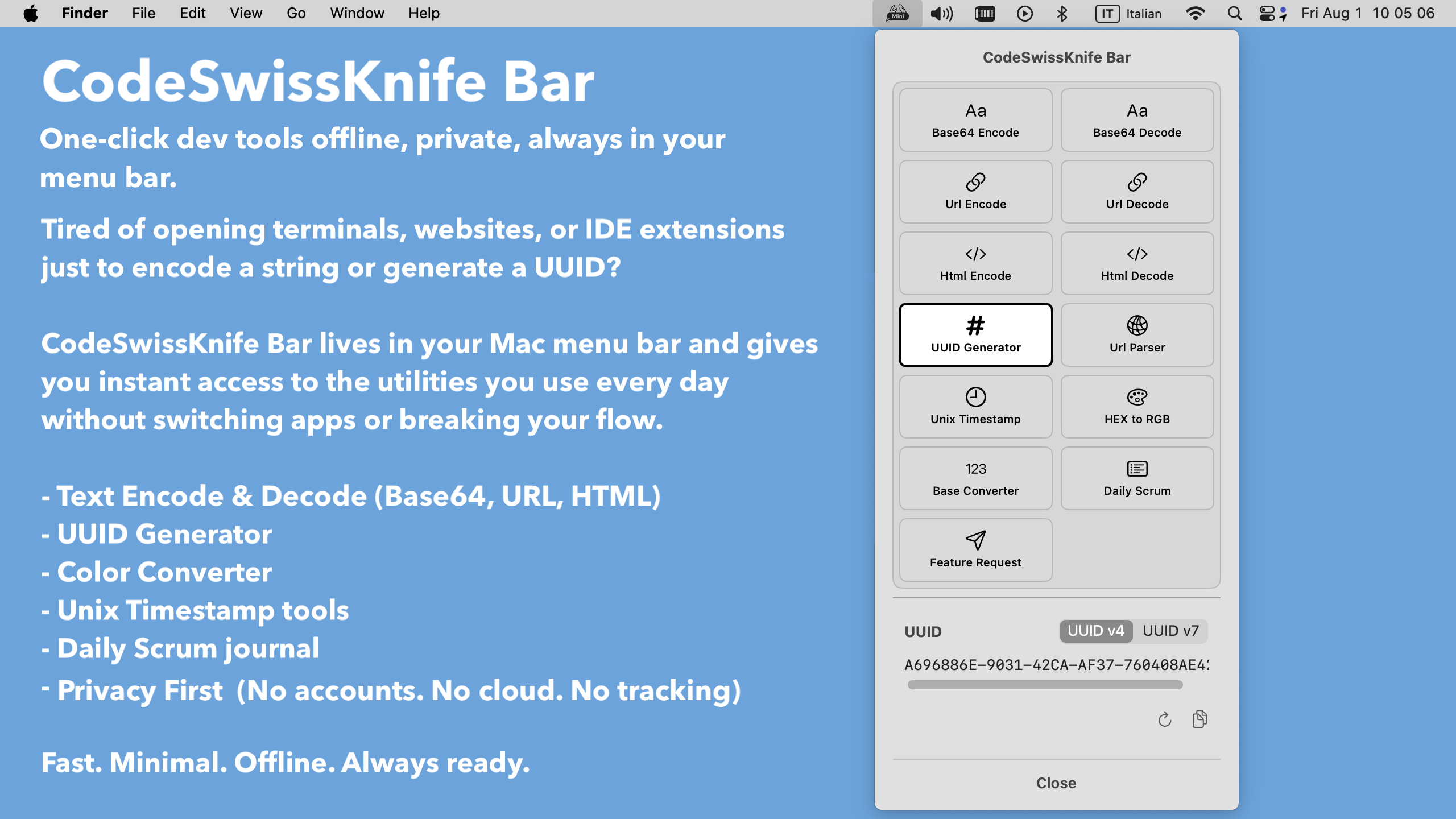 CodeSwissKnife Bar Screenshot